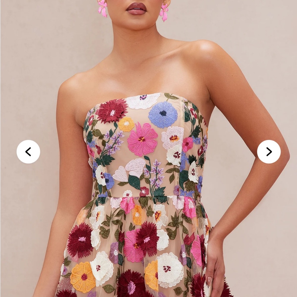 Floral Strapless Midi Dress - Picture 2 of 7
